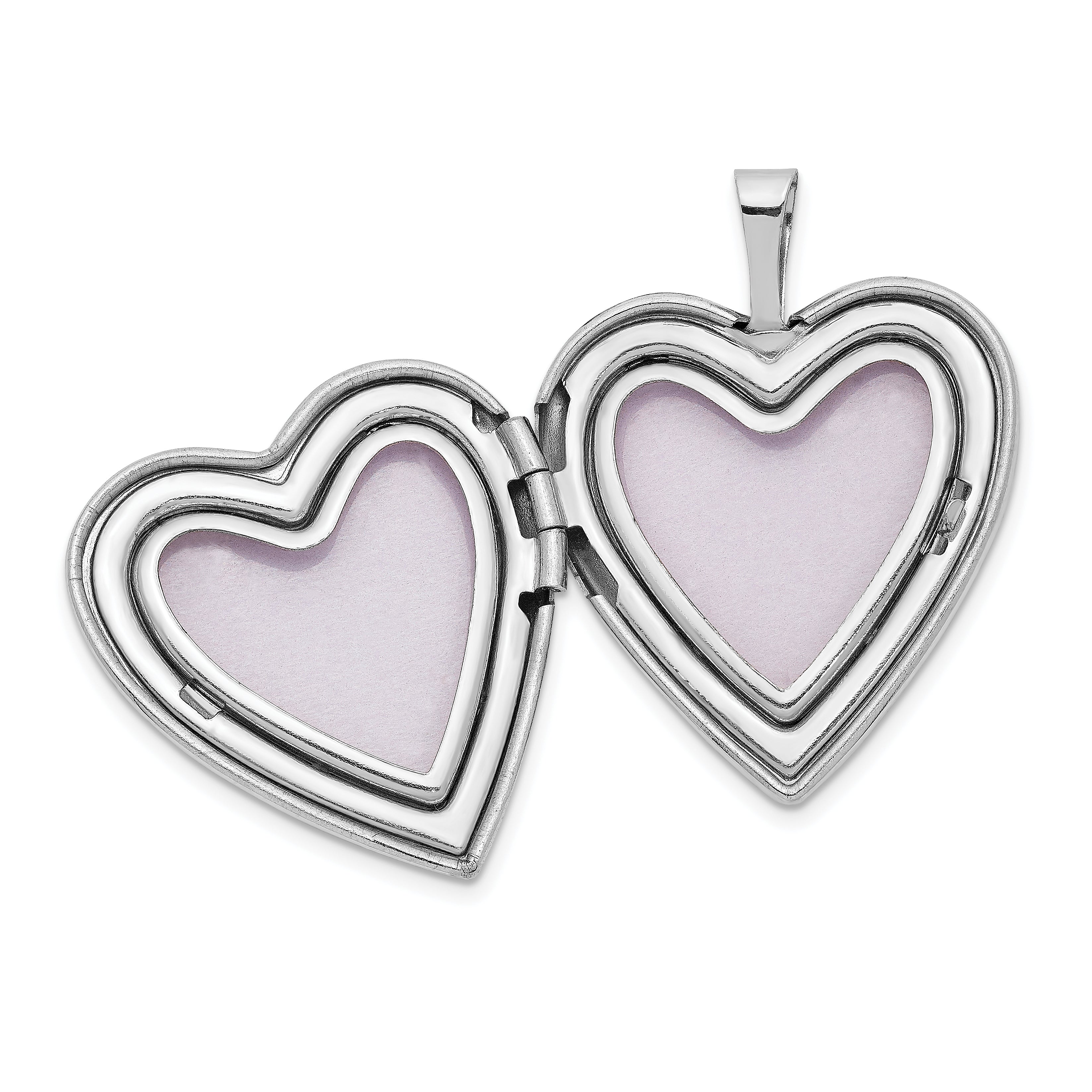 14k White Gold 14K 20mm White Gold MOM w/Hearts Heart Locket