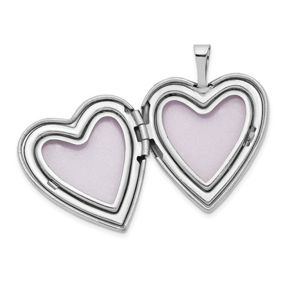 14k White Gold 14K 20mm White Gold MOM w/Hearts Heart Locket