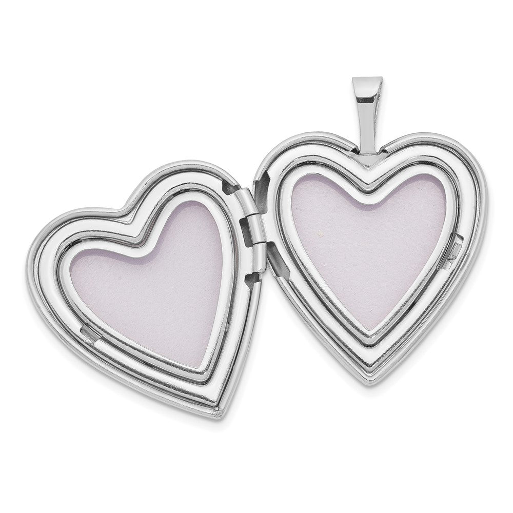 14K 20mm White Gold Enameled Breast Cancer W/ Hearts Heart Locket
