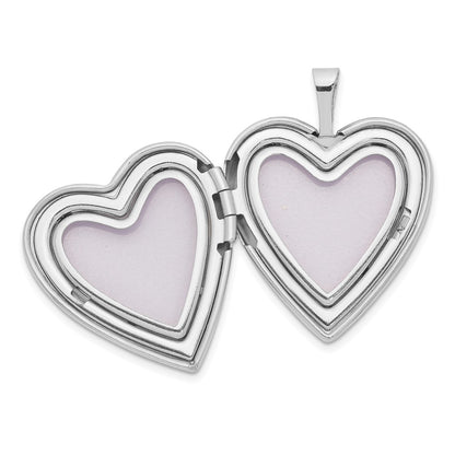 14K 20mm White Gold Enameled Breast Cancer W/ Hearts Heart Locket