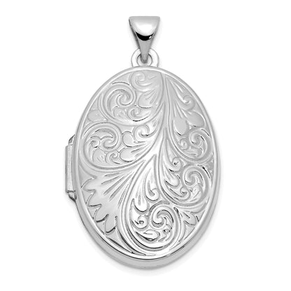 14k White Gold 14k White Gold Scroll Oval Locket