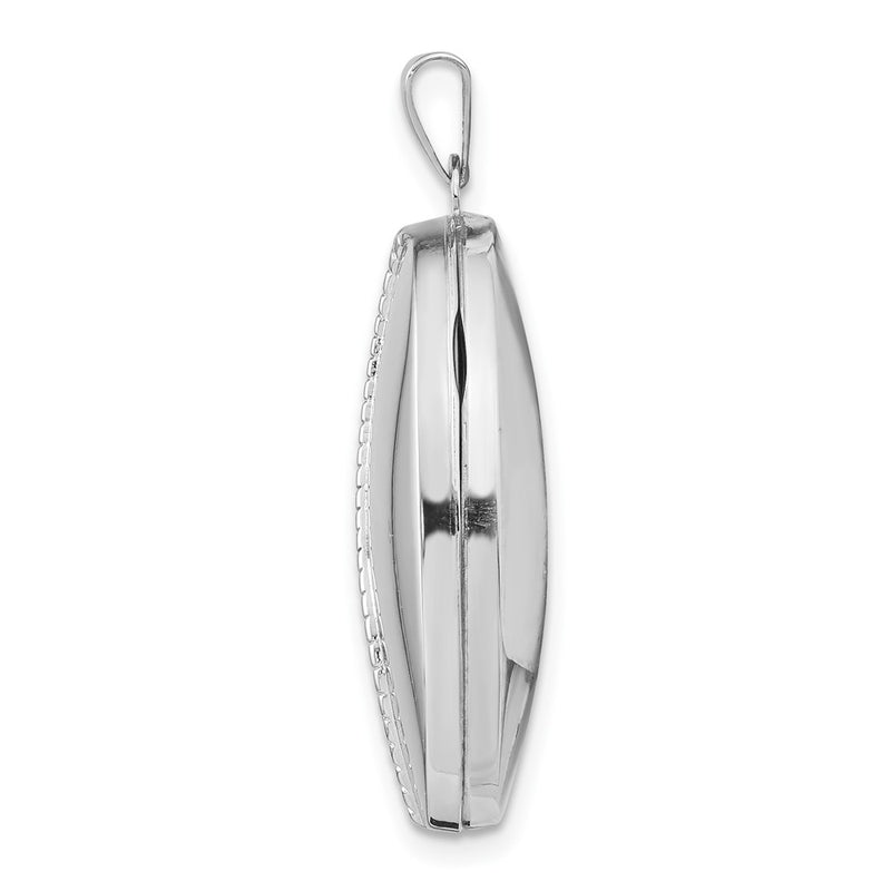 14k White Gold 14k White Gold 26mm 1/2 Hand Engraved Scroll Oval Locket