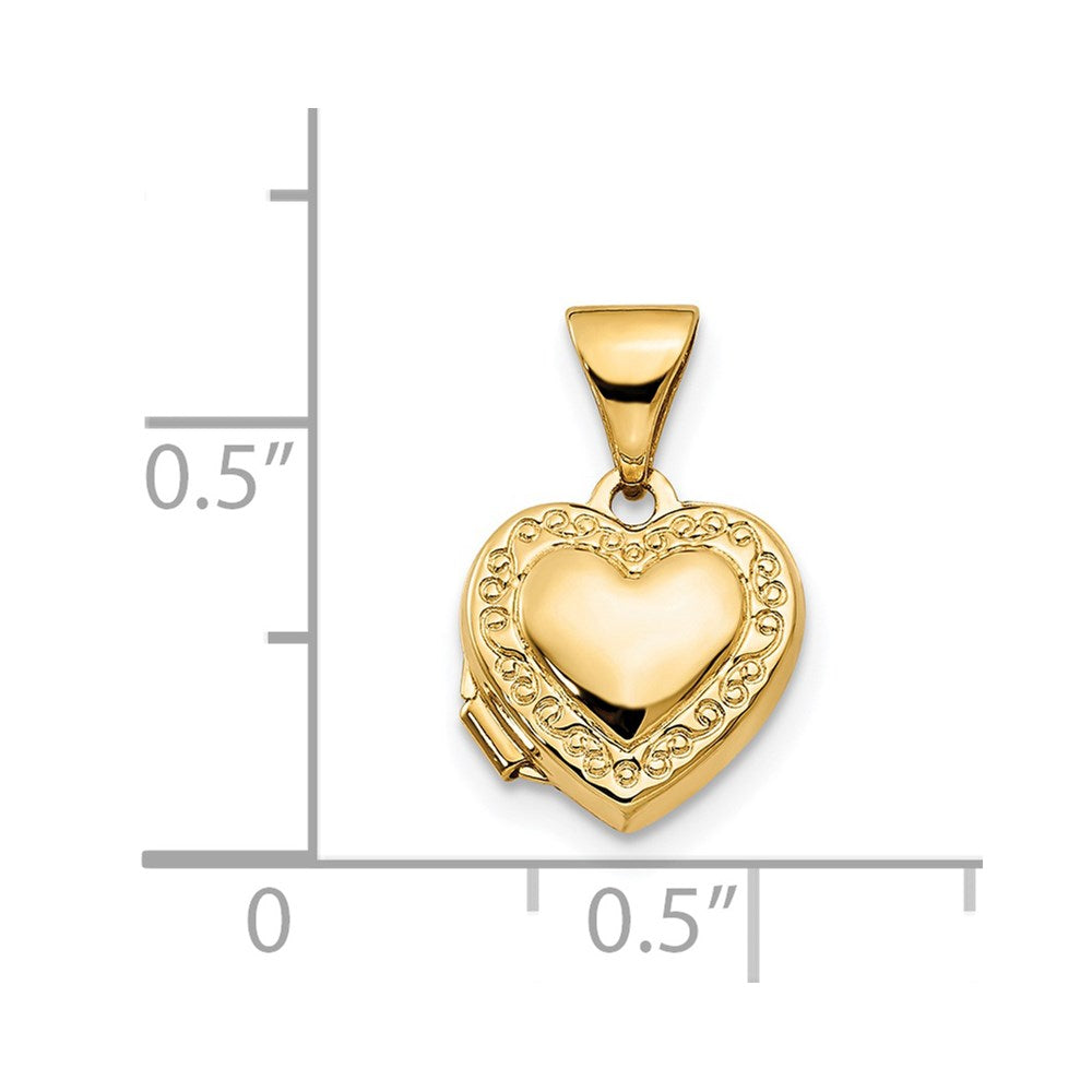 14k Yellow Gold 14k Scroll Border 10mm Heart Locket