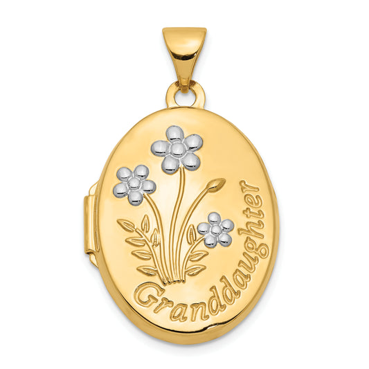 14k Yellow & Rhodium 14k with Rhodium 21mm Oval Granddaughter Locket
