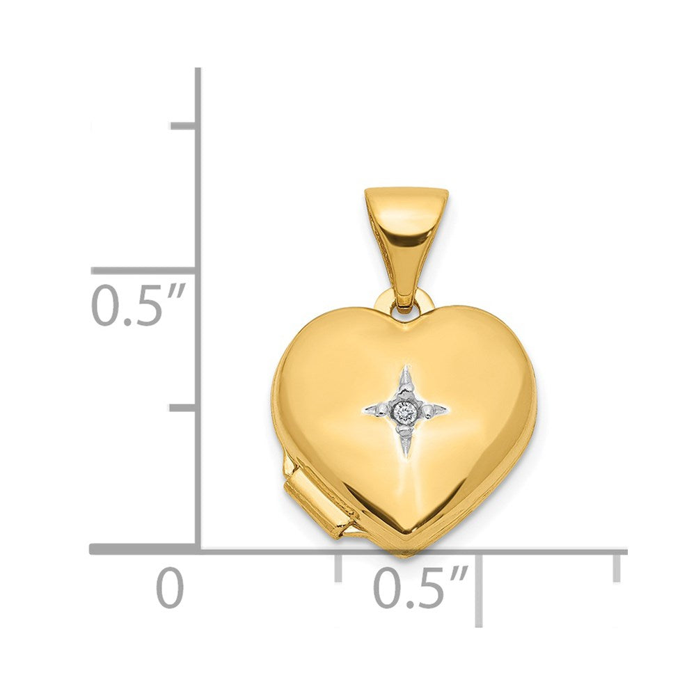 14k Yellow Gold 14ky w/ White Rhodium 12mm Diamond Heart Locket