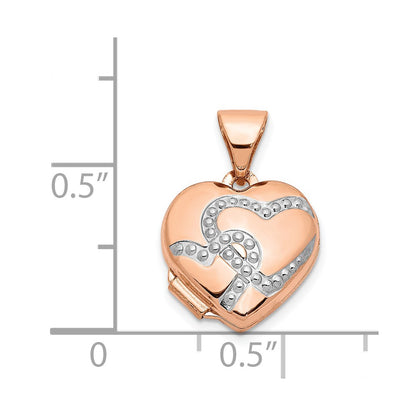 14k Rose Gold 14k Rose Gold w/ White Rhodium 12mm Heart Locket