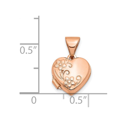 14k Rose Gold 14k Rose Gold 10mm Floral Heart Locket