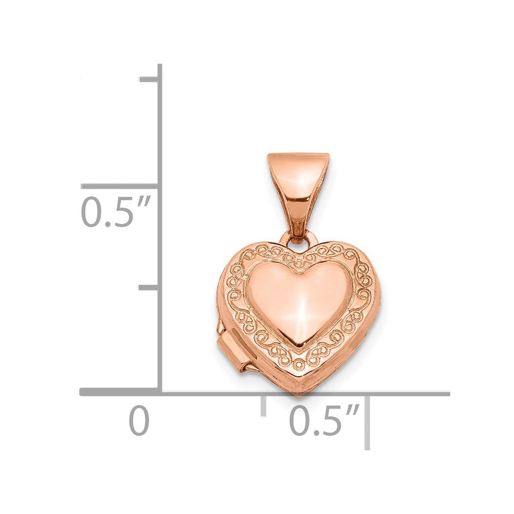 14k Rose Gold 14k Rose Gold Polished 10mm Heart-Shaped Scrolled Locket