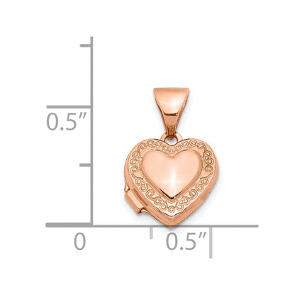 14k Rose Gold 14k Rose Gold Polished 10mm Heart-Shaped Scrolled Locket