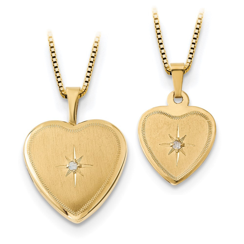 14K/Silver Two-Tone 16mmDiamond Heart Locket & Gold-Plated Sterling 12mm Pendant