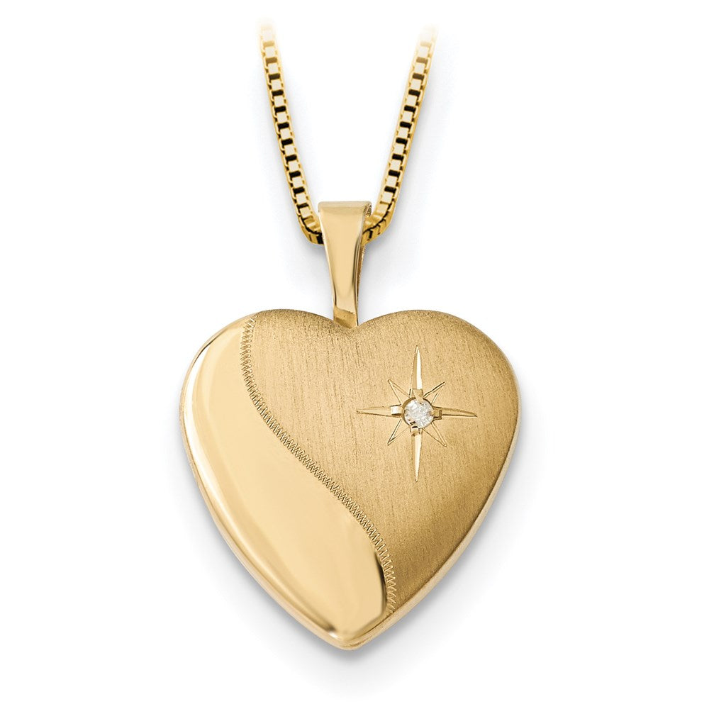 14K/Silver Two-Tone 16mm Diamond Heart Locket & Gold Plated Ss 12mm Pendant