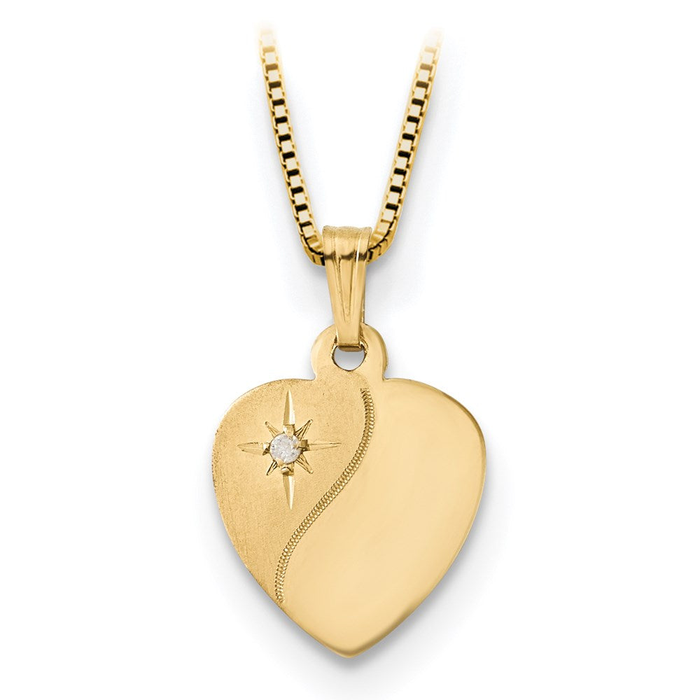 14K/Silver Two-Tone 16mm Diamond Heart Locket & Gold Plated Ss 12mm Pendant