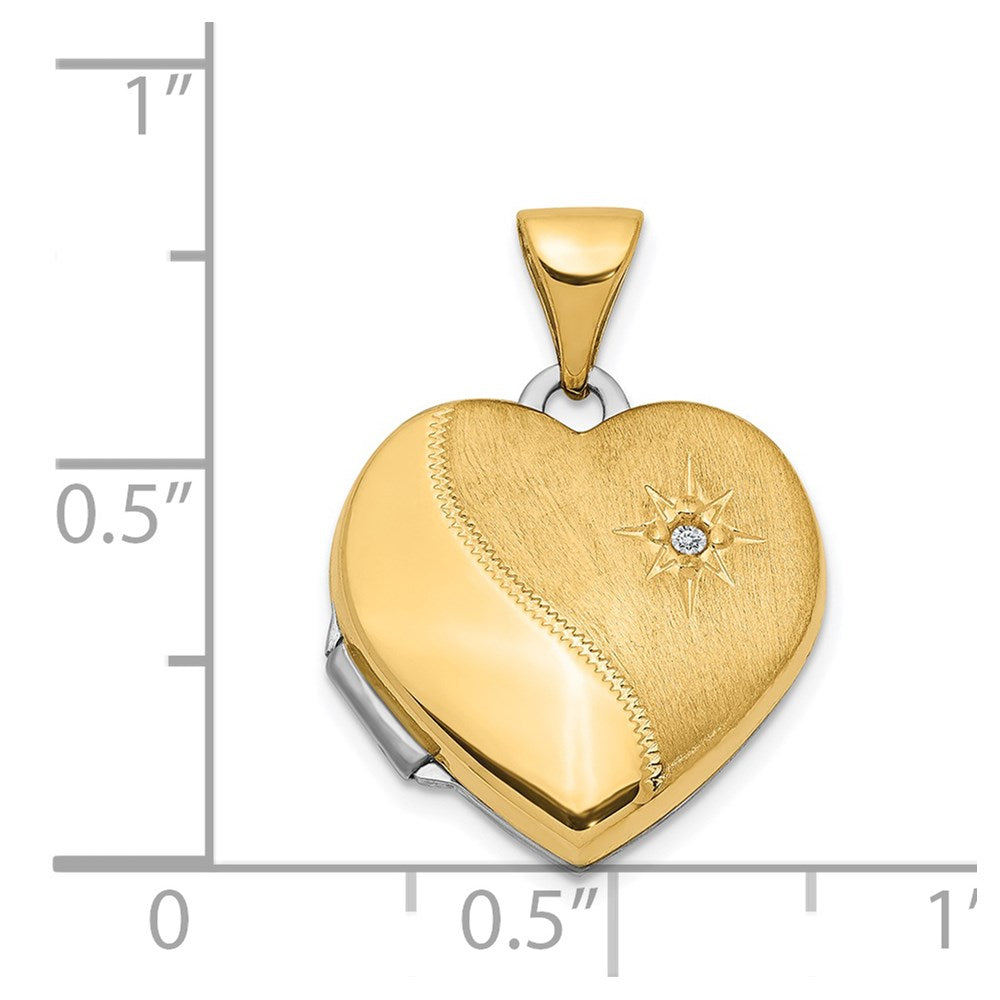 14k Two-tone 14k Two-Tone 15mm Reversible Diamond Heart Locket