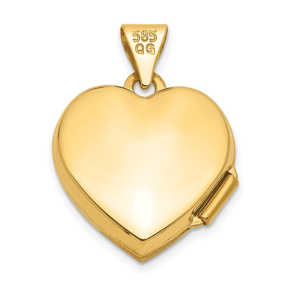 14k Yellow Gold 14k 15mm Half Scroll Design Heart Locket