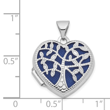 14k White Gold 14k White Gold 18mm Tree Heart Locket