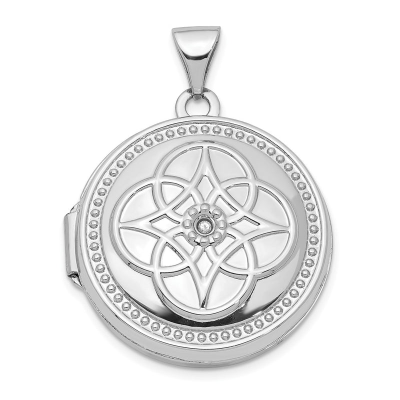 14k White Gold 14K White Gold 20mm Diamond Locket Pendant
