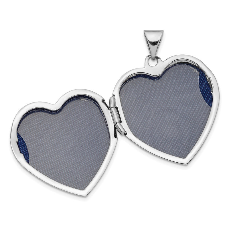 14K White Gold W/ Rose Rhodium 22mm Heart Locket Pendant