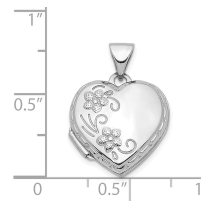 14k White Gold 14K White Gold Polished 15mm Floral Heart Locket