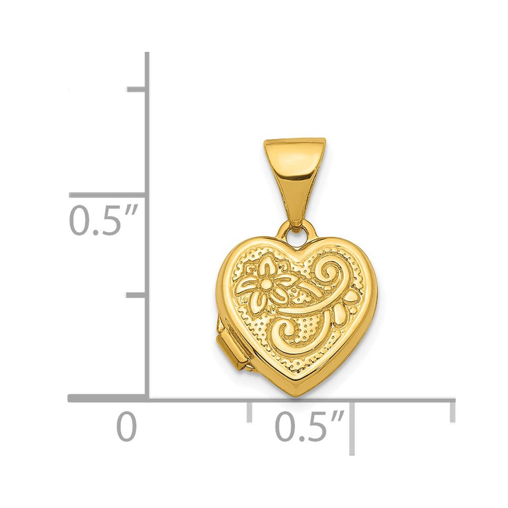 14k Yellow Gold 14K 11mm Floral Heart Locket Pendant
