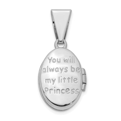14k White Gold 14K White Gold Little Princess 16mm Oval Locket Pendant