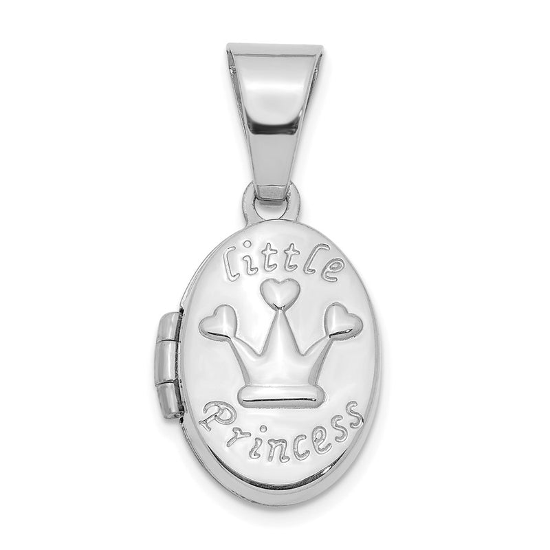 14k White Gold 14K White Gold Little Princess 16mm Oval Locket Pendant