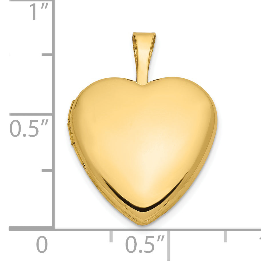 14K Yellow Gold 16mm Heart Locket