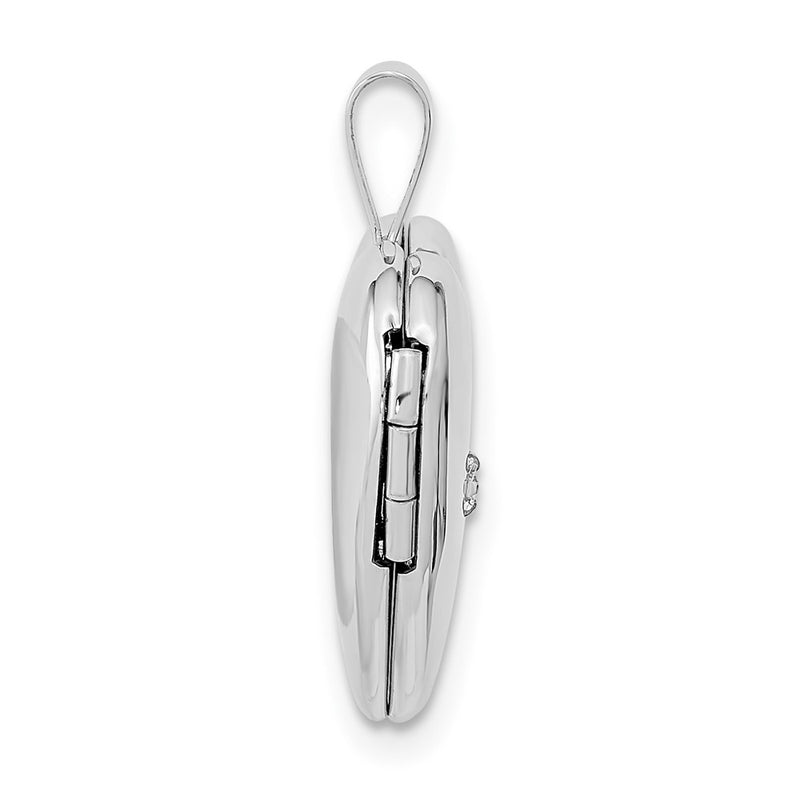 14k White Gold 14k White Gold 16mm .01ct. Diamond Heart Locket