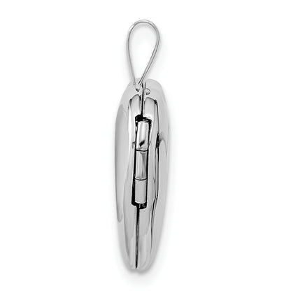 14K White Gold 16mm Double Hearts Locket