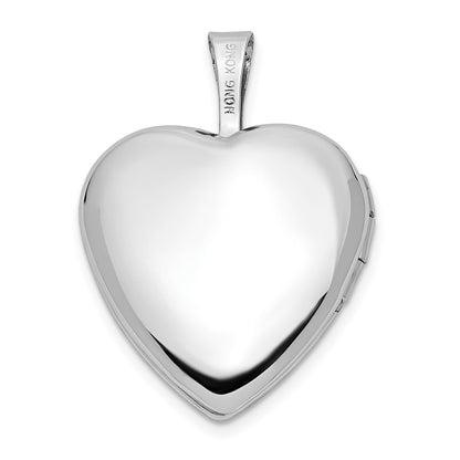 14K White Gold 16mm Double Hearts Locket
