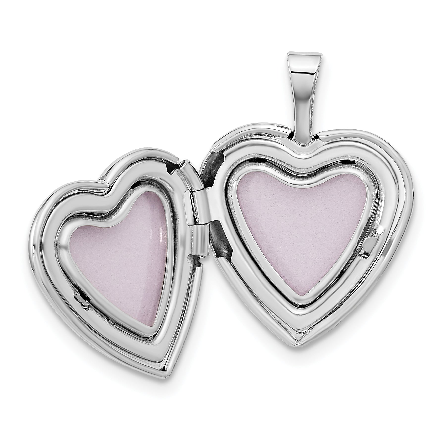 14K White Gold 16mm Double Hearts Locket