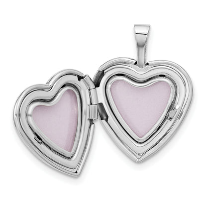 14K White Gold 16mm Double Hearts Locket
