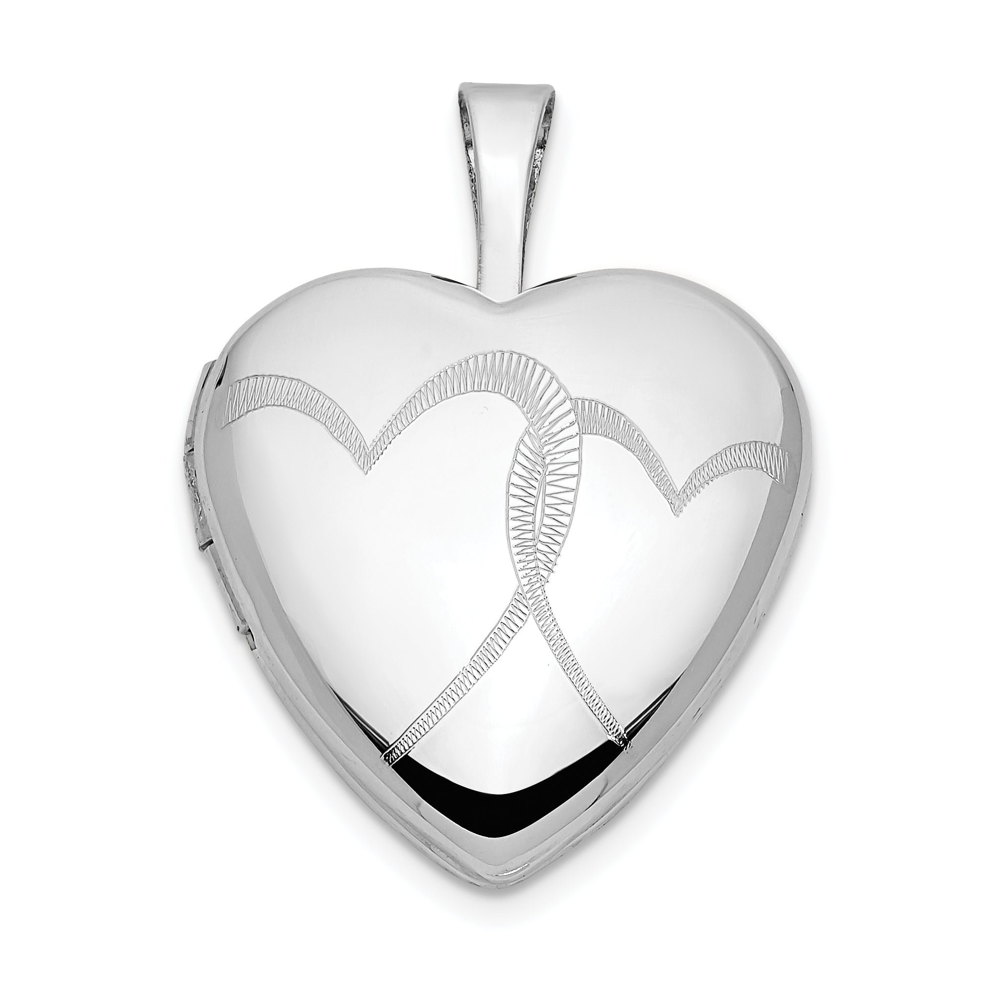 14K White Gold 16mm Double Hearts Locket