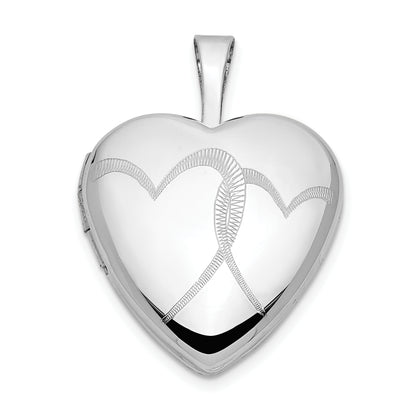 14K White Gold 16mm Double Hearts Locket