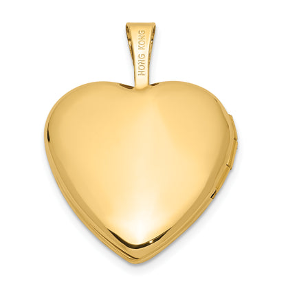 14K Yellow Gold 14Ky 16mm With Enamel Floral Cross Heart Locket