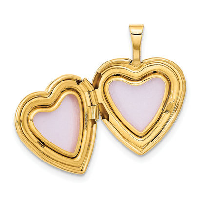 14K Yellow Gold 14Ky 16mm With Enamel Floral Cross Heart Locket