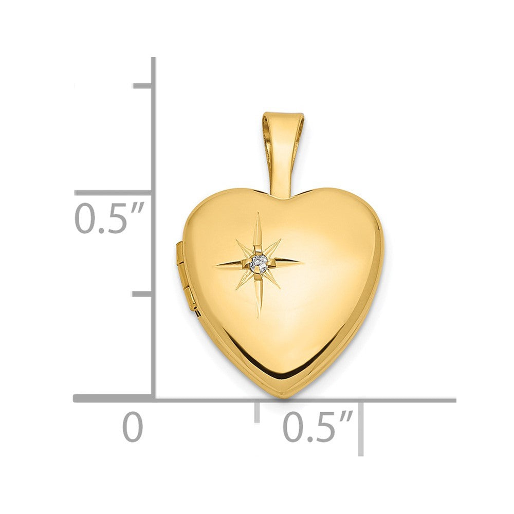14k Yellow Gold 14k 12mm with .01ct. Diamond Heart Locket