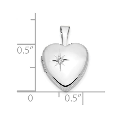 14k White Gold 14k White Gold 12mm .01ct. Diamond Heart Locket