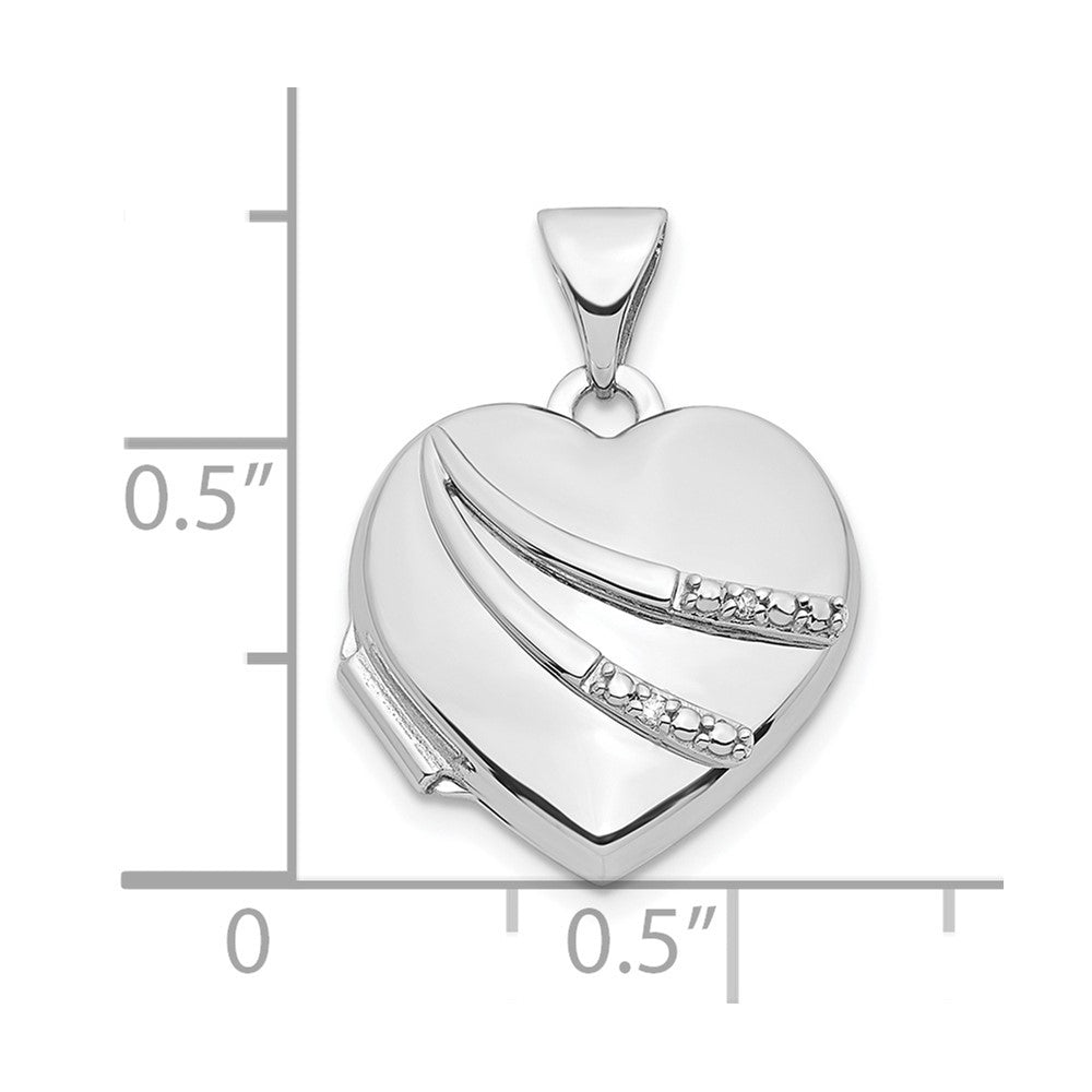 14k White Gold 14k White Gold .01ct Diamond 15mm Heart Locket