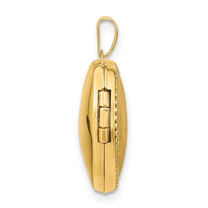 14k Yellow Gold 14ky Brushed w/Beaded Edge 18mm Heart Locket