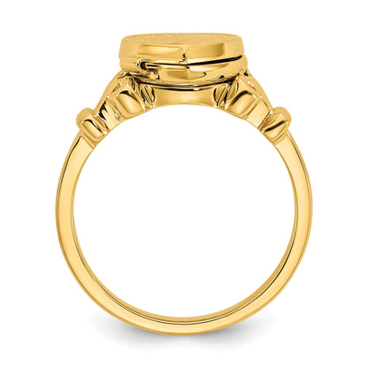 14K Yellow Gold 10mm Heart Shaped (8X8mm Photos) Locket Ring