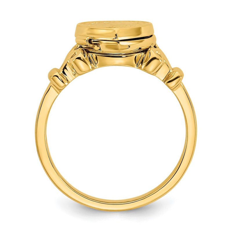 14K Yellow Gold 10mm Heart Shaped (8X8mm Photos) Locket Ring
