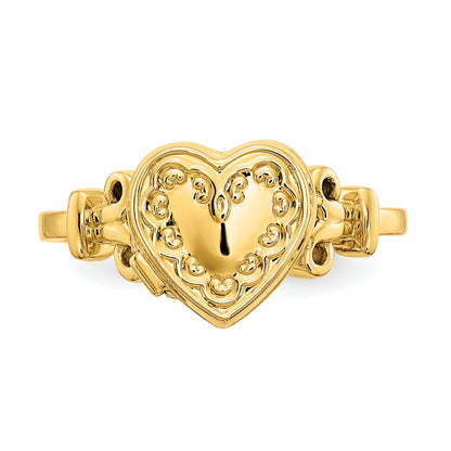 14K Yellow Gold 10mm Heart Shaped (8X8mm Photos) Locket Ring