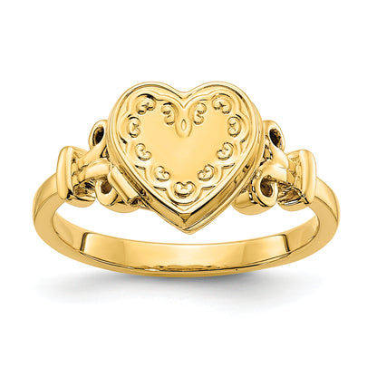 14K Yellow Gold 10mm Heart Shaped (8X8mm Photos) Locket Ring