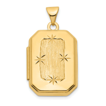 14k Yellow Gold 14ky Diamond-cut Brushed 20mm Rectangular Locket