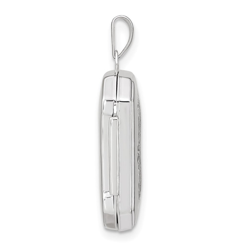 14k White Gold 14k White Gold Diamond-cut Brushed 20mm Rectangular Locket