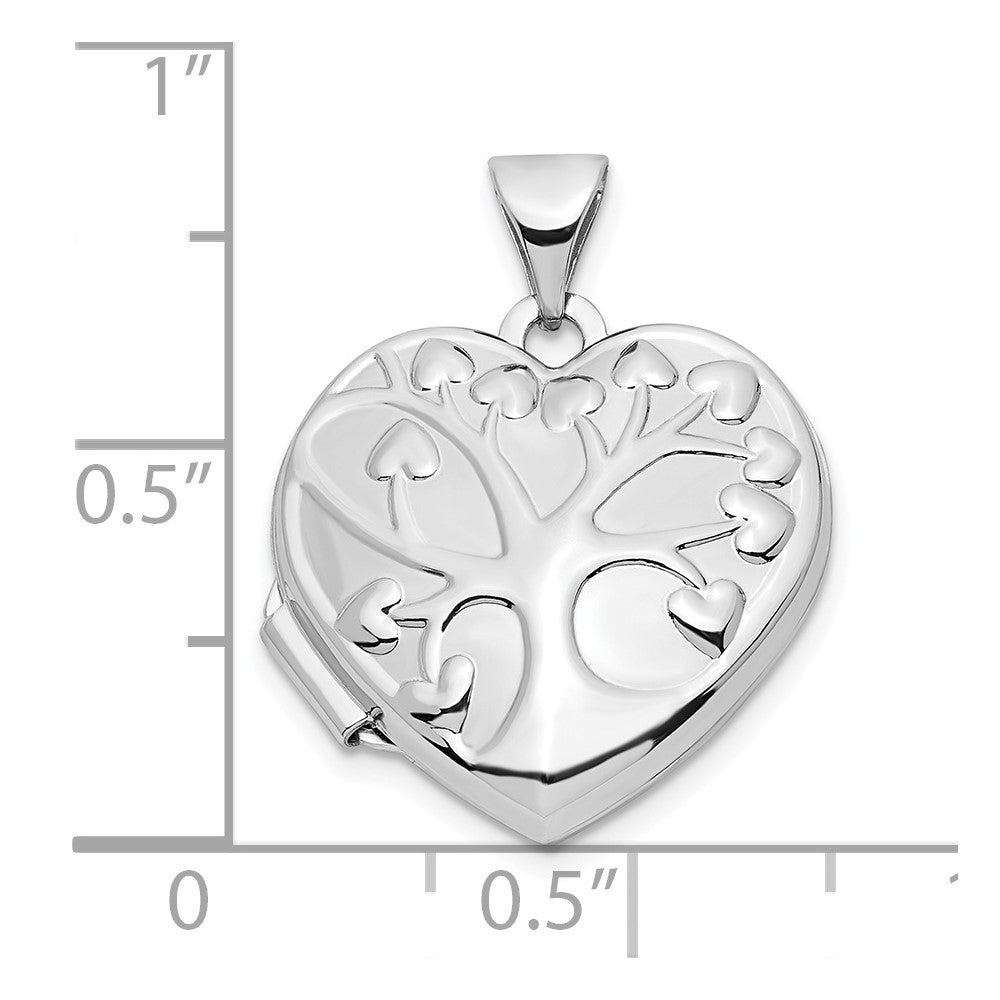 14k White Gold 14k White Gold Tree 18mm Heart Locket