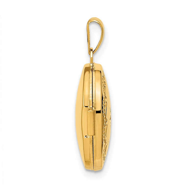 14k Yellow Gold 14ky Polished Diamond Oval Locket