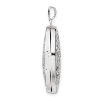 14k White Gold 14k White Gold Reversible Swirl Design Floral 26mm Oval Locket