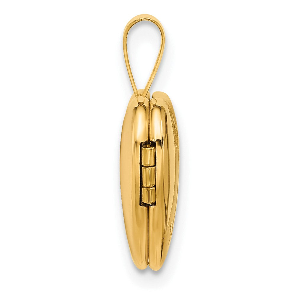 14K Yellow Gold Polished and Satin 12mm Butterfly Heart Locket