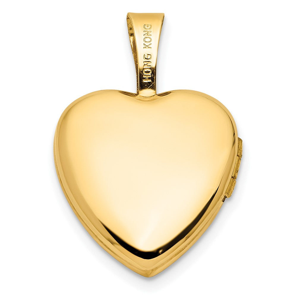 14K Yellow Gold Polished and Satin 12mm Butterfly Heart Locket